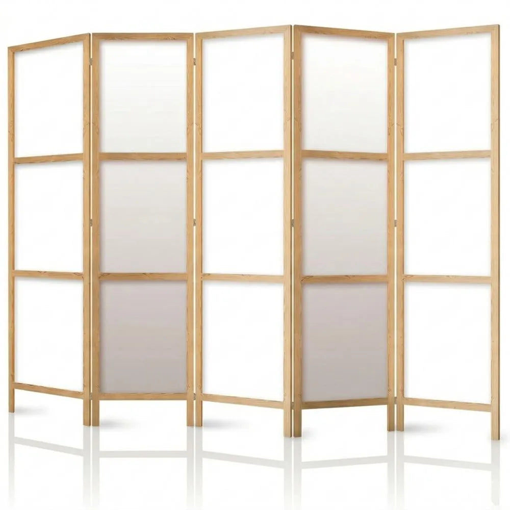 5-teiliger Raumteiler aus Holz mit japanischem Design