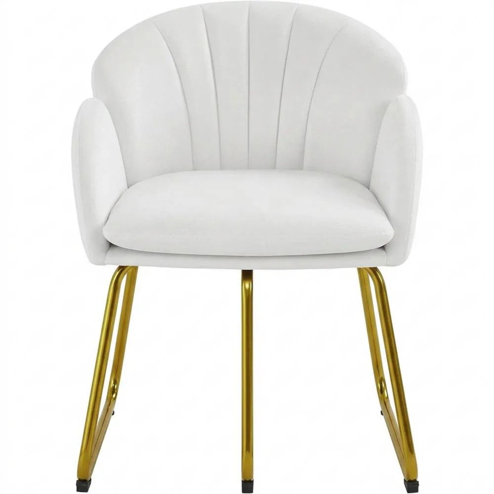 Moderner Polsterstuhl in Blumenform, Esszimmerstuhl mit Metallbeinen Gold, Weiß