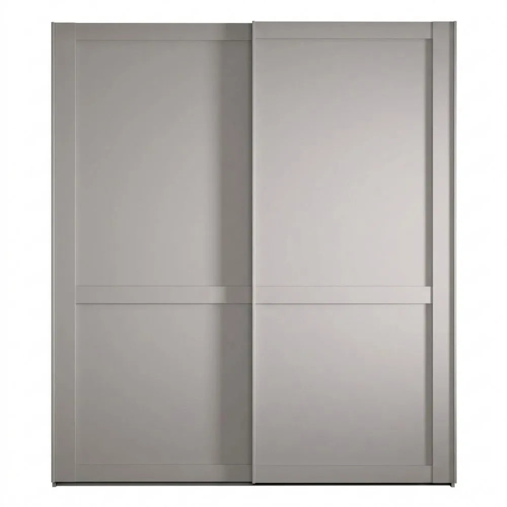 Schwebetürenschrank im Landhausstil, 150 cm breit, Kieselgrau, Höhe 217 cm