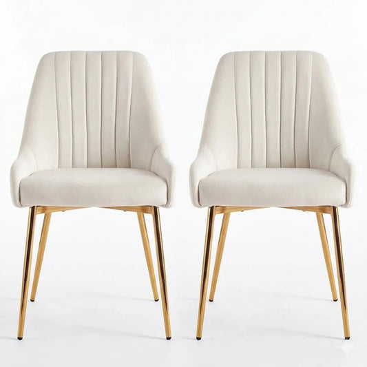 Polsterstühle im 2er-Set mit Rückenlehne und goldenen Beinen, ergonomisch für Esszimmer, Wohnzimmer und Schlafzimmer