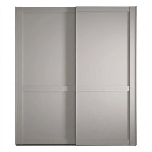 Schwebetürenschrank im Landhausstil, 150 cm breit, Kieselgrau, Höhe 217 cm