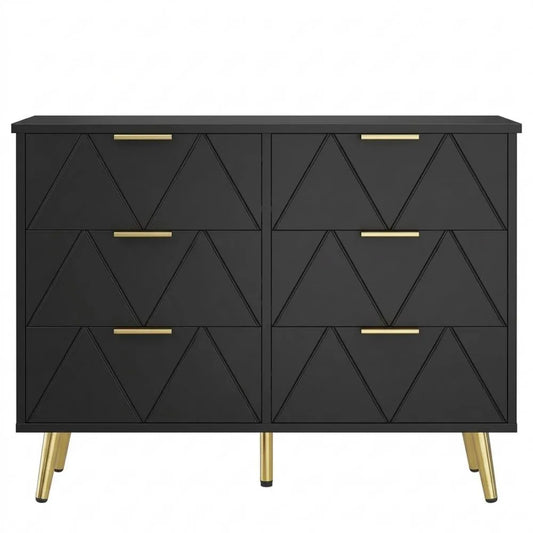 Moderne Kommode mit 6 Schubladen für Schlafzimmer, Holz, Schwarz