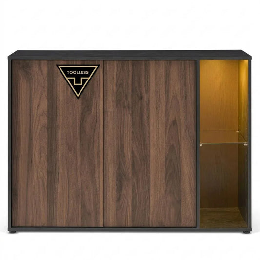 Moderner Sideboard mit LED-Beleuchtung, schwarz, verstellbare Ablagen, für Wohnzimmer