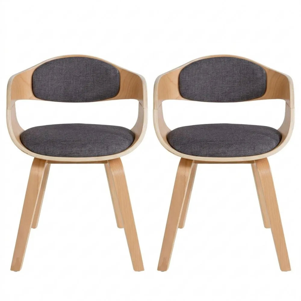 Ergonomische Esszimmerstühle mit Rücklehne und Holzgestell, Belastbarkeit bis 150 kg, Farbe: Natur/hellgrau