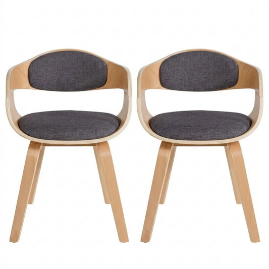 Ergonomische Esszimmerstühle mit Rücklehne und Holzgestell, Belastbarkeit bis 150 kg, Farbe: Natur/hellgrau